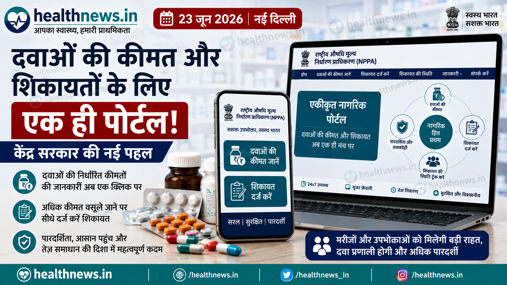 दवाओं की कीमत और शिकायतों के लिए एक ही पोर्टल, केंद्र सरकार की नई पहल