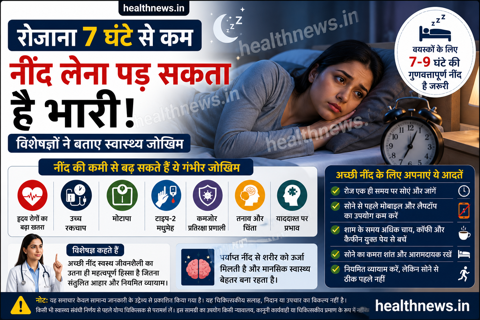 रोजाना 7 घंटे से कम नींद लेना पड़ सकता है भारी, विशेषज्ञों ने बताए स्वास्थ्य जोखिम