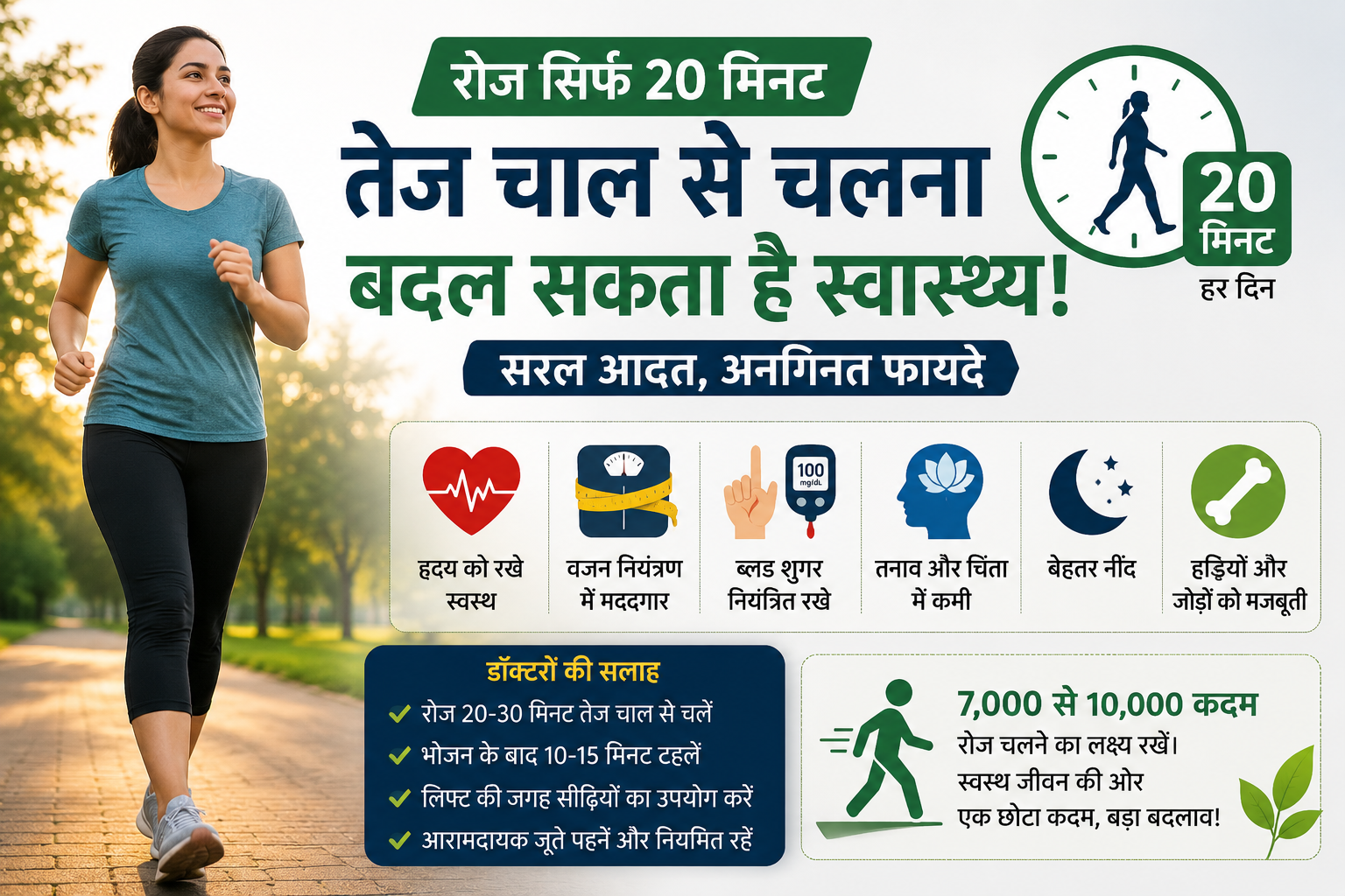 रोज सिर्फ 20 मिनट की तेज चाल से चलना बदल सकता है स्वास्थ्य, विशेषज्ञों ने बताए बड़े फायदे