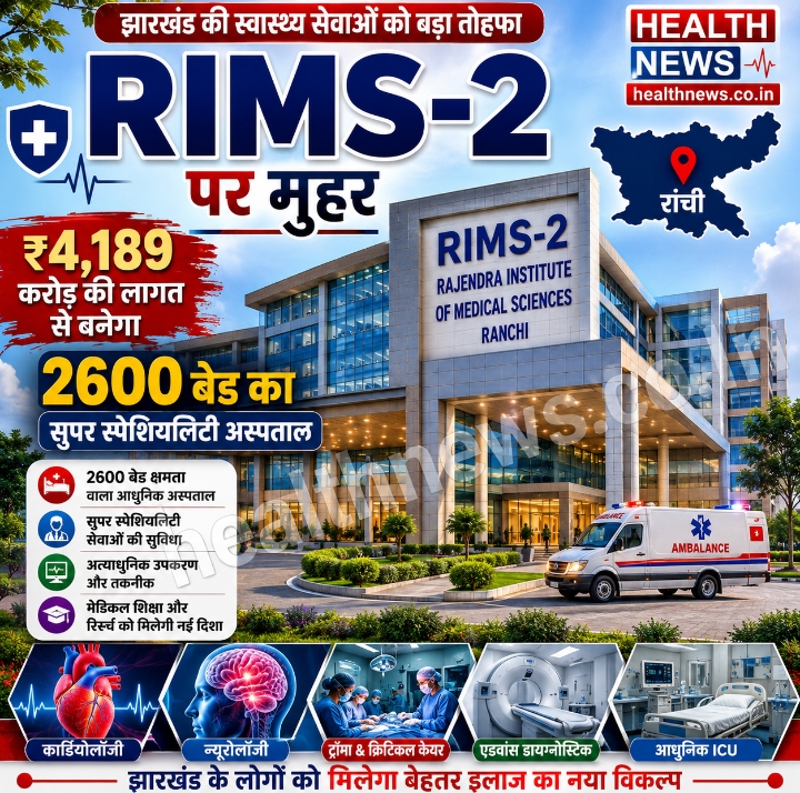 ₹4,189 करोड़ की लागत से बनेगा RIMS-2, झारखंड को मिलेगा अत्याधुनिक 2600 बेड का सुपर स्पेशियलिटी अस्पताल