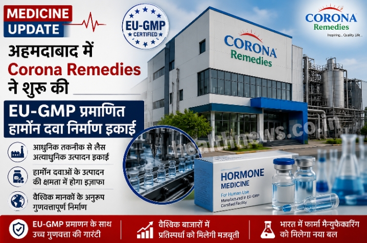 अहमदाबाद में Corona Remedies ने शुरू की EU-GMP प्रमाणित हार्मोन दवा निर्माण इकाई