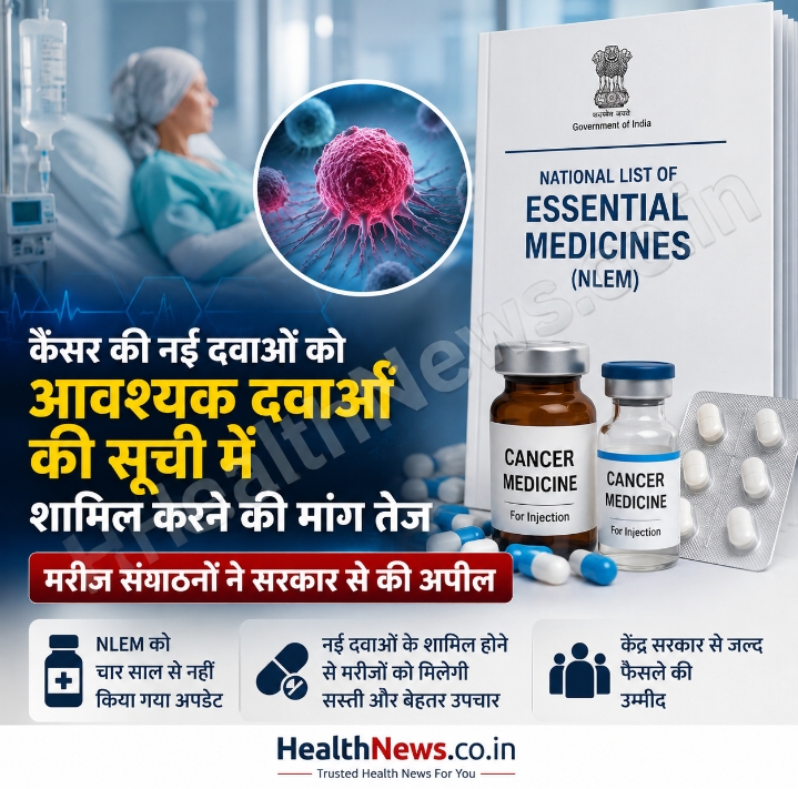 कैंसर की नई दवाओं को आवश्यक दवाओं की सूची में शामिल करने की मांग तेज, मरीज संगठनों ने सरकार से की अपील