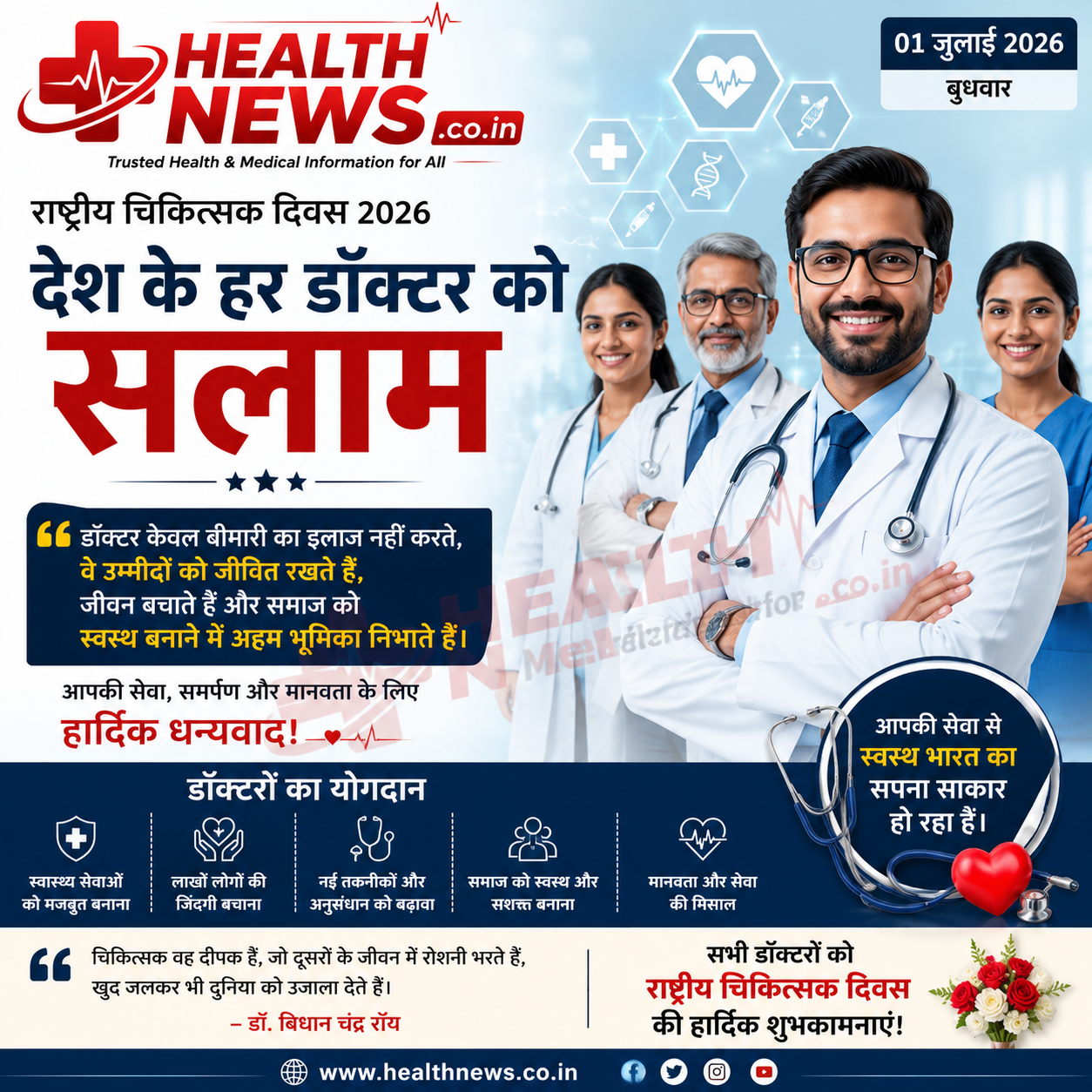 राष्ट्रीय चिकित्सक दिवस 2026: प्रधानमंत्री ने डॉक्टरों को बताया देश की स्वास्थ्य व्यवस्था की मजबूत नींव